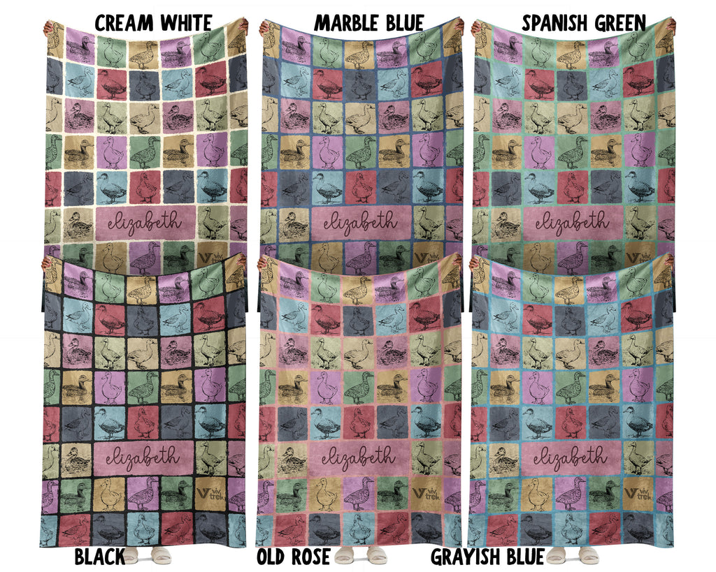 Personalized Duck Lover Blanket – Vintage Farm Animal Wildlife Throw
