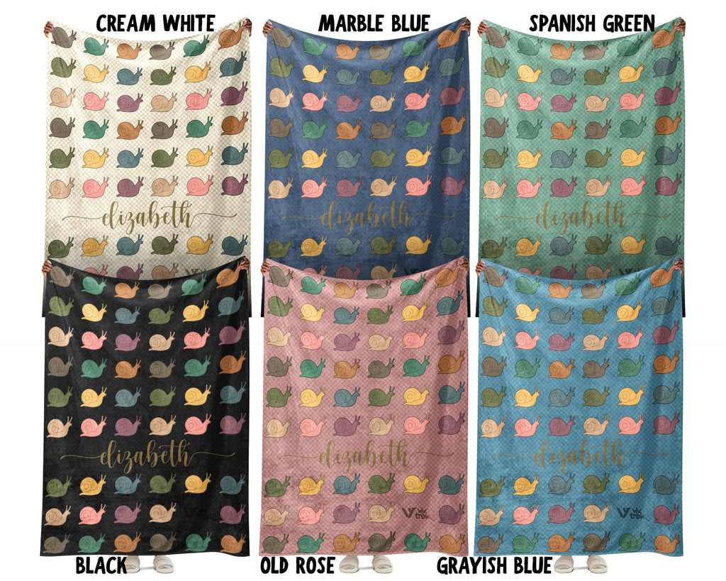 Personalized Snail Throw Custom Name Mollusk Lover Blanket Retro Slow Life Garden Design Nature Gift Cozy Home Accent Decor