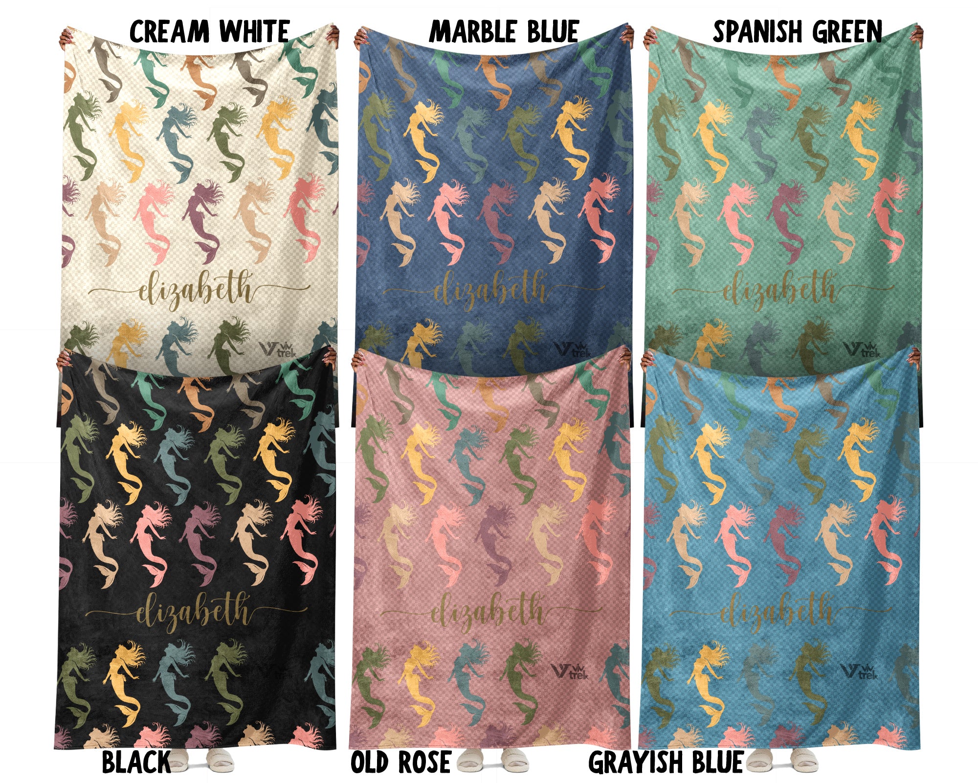 Personalized Mermaid Blanket with Custom Name Cozy Fantasy Ocean Throw for Kids Girls Cute Gift Magical Bedroom Decor