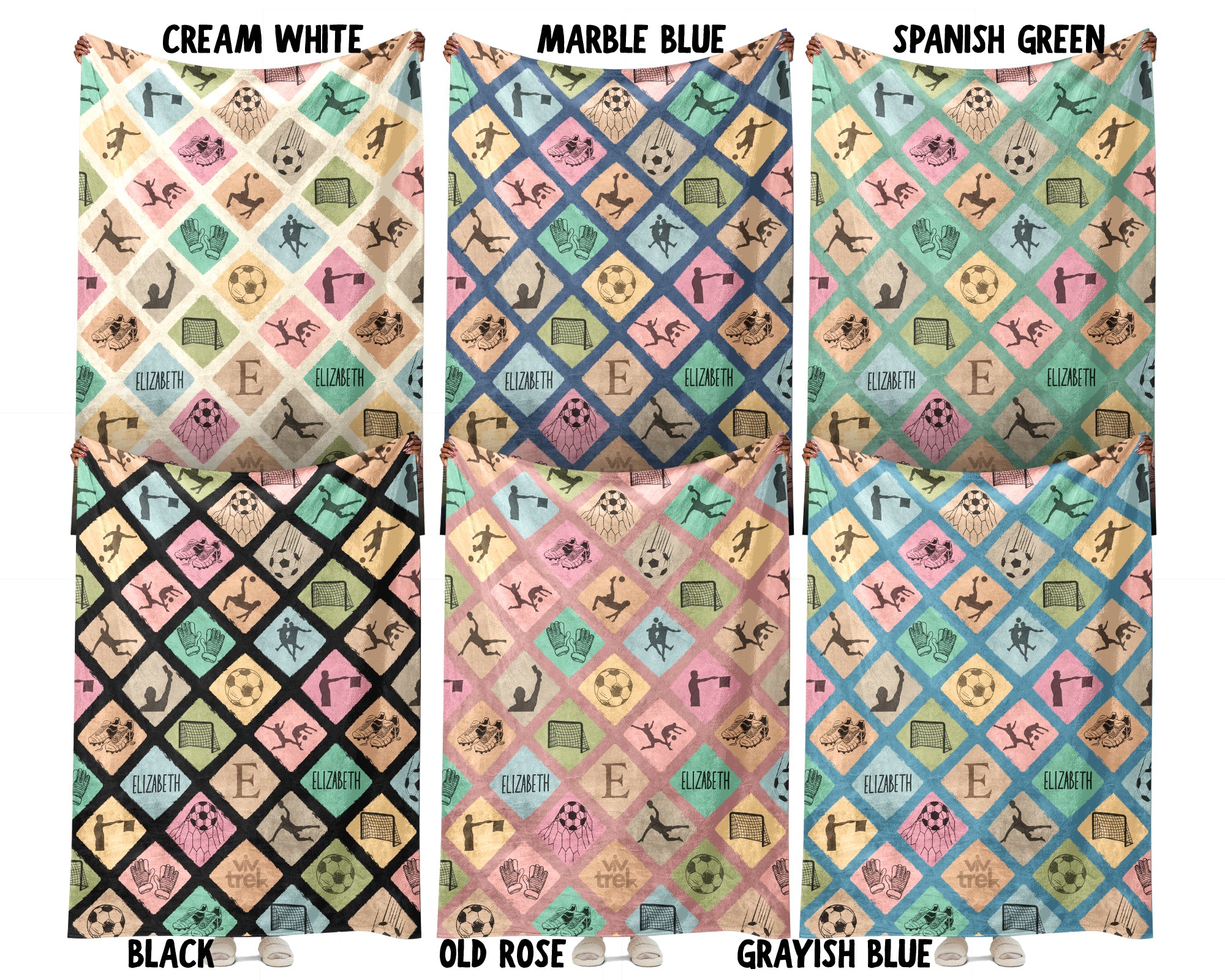Custom Soccer Blanket, Personalized Name Soccer Throw for Boys and Girls, Vintage Unique Soccer Lover Gift, Cozy Sports Blanket