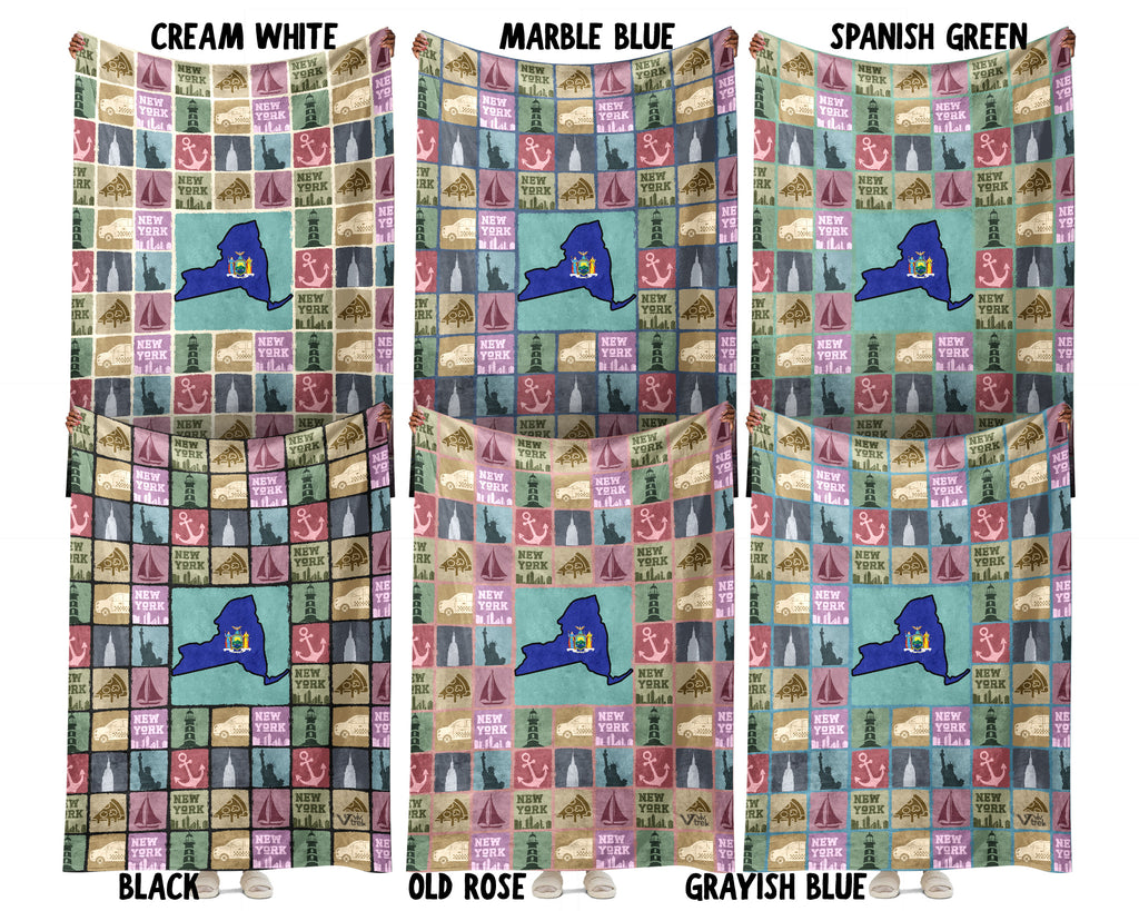 Retro New York Blanket, 4th of July Cozy Patriotic Throw, Vintage NY Lover Fleece, Empire State Inspired American Home Gift