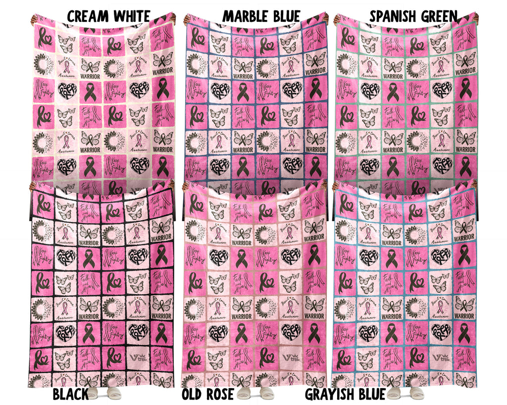 Breast Cancer Awareness Blanket for October, Cozy Pink Ribbon Throw for Patients, Battle Blanket For Caregivers & Family, Meaningful Support Gift