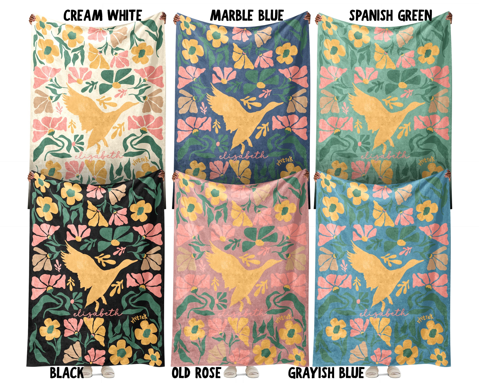 Personalized Birdwatcher Blanket with Custom Name, Wildflower Nature Throw, Cozy Bird Lover Gift for Kids Teens Adults Home Decor