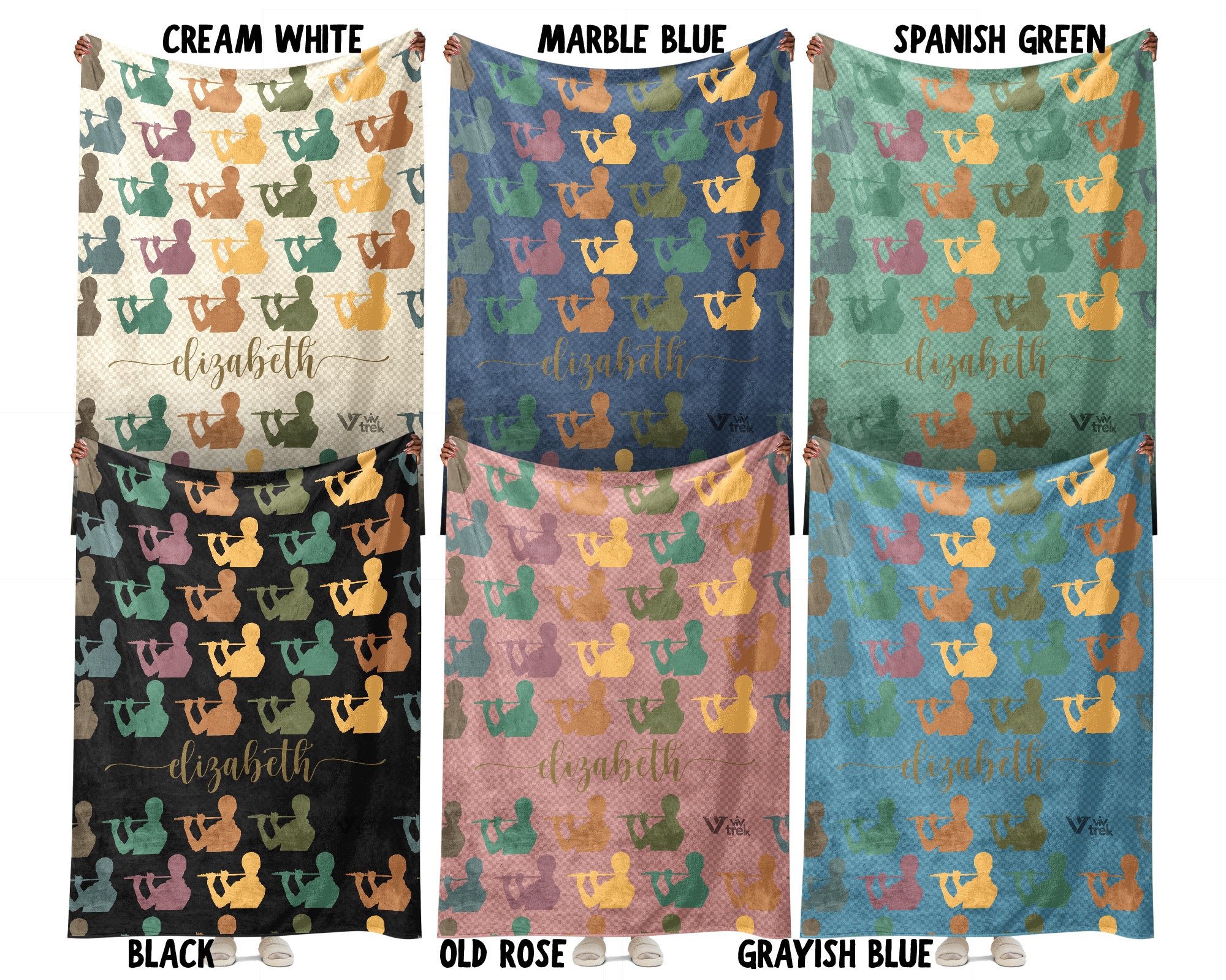 Custom Name Flute Blanket – Personalized Cozy Throw for Music Fans