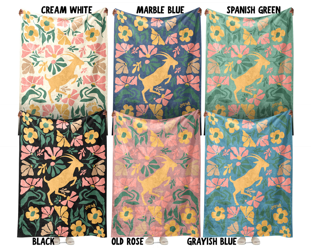 Floral Goat Lover Blanket – Cozy Farm Animal Throw Gift