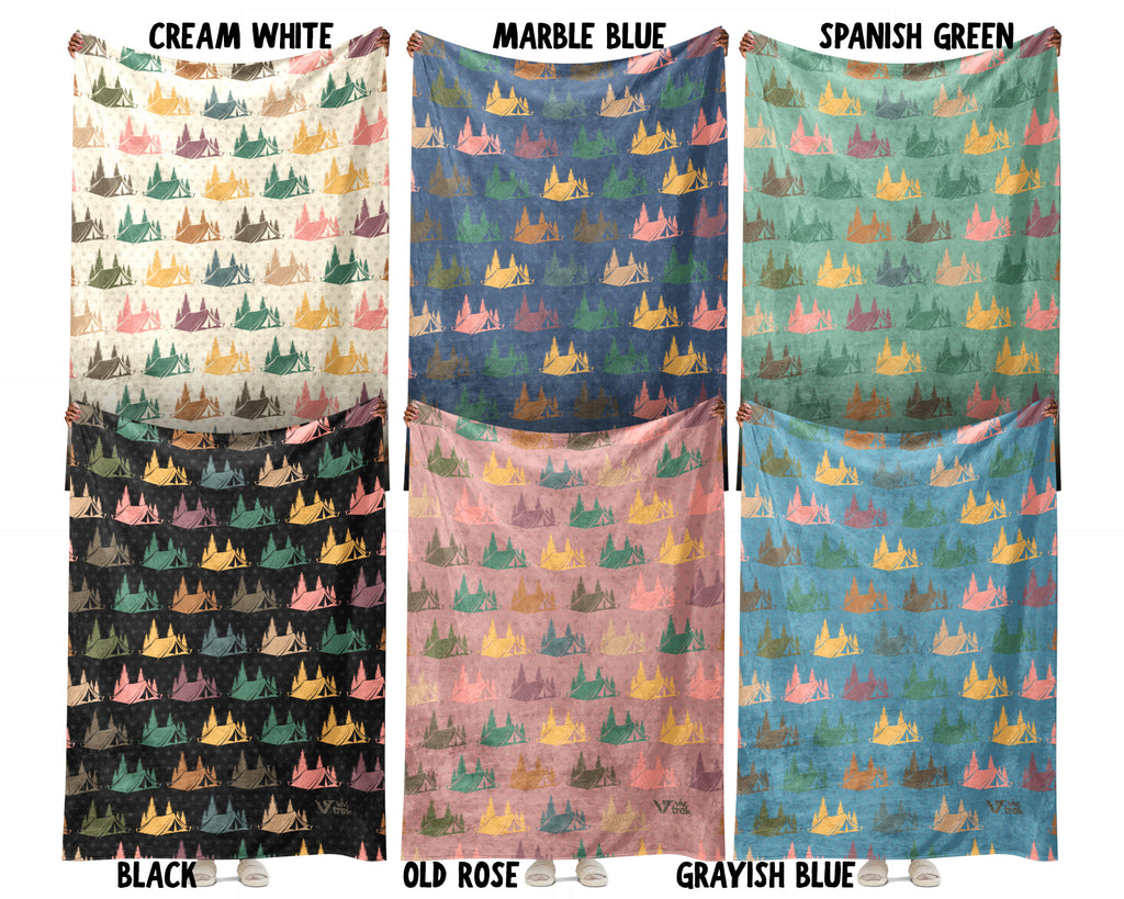 Retro Camping Throw Cozy Adventure Blanket Soft Nature Travel Decor Unique Campfire Gift for Outdoor Lovers