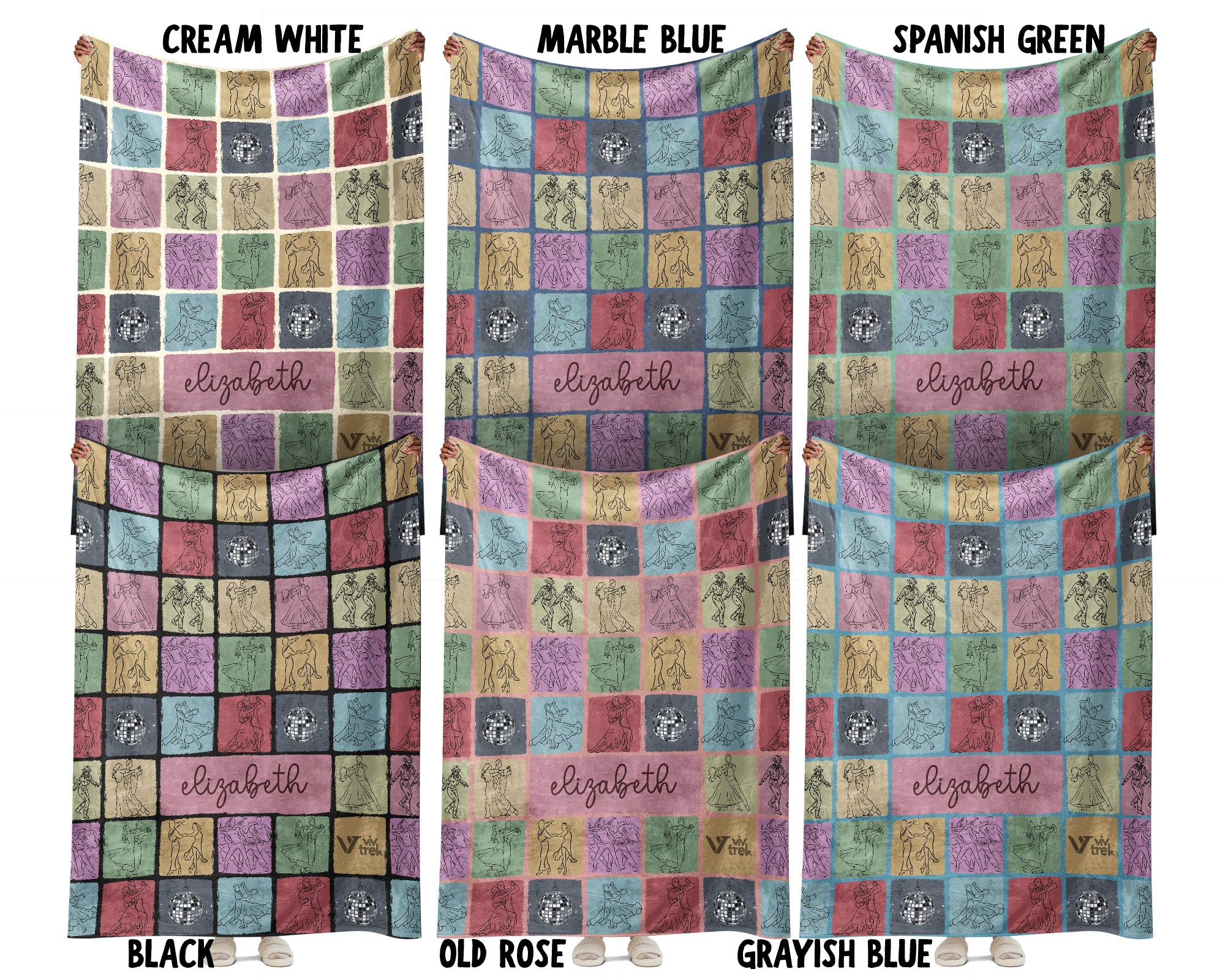 Personalized Name Dancing Blanket, Retro Ballet Throw, Cozy Dancer Gift Decor for Studio, Bedroom, and Home Spaces