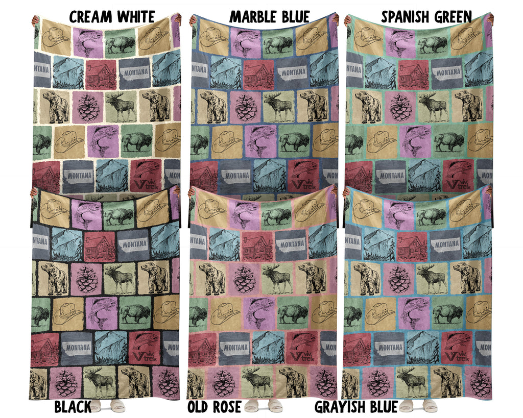 Retro Montana State Blanket, Patriotic 4th of July Cozy Throw, Vintage MT Lover Fleece, American Patriot Big Sky Home Gift