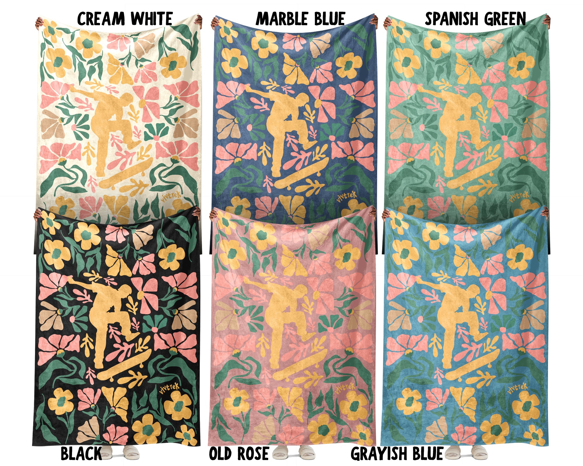 Floral Skateboarding Blanket – Cozy Throw for Skateboard Lovers