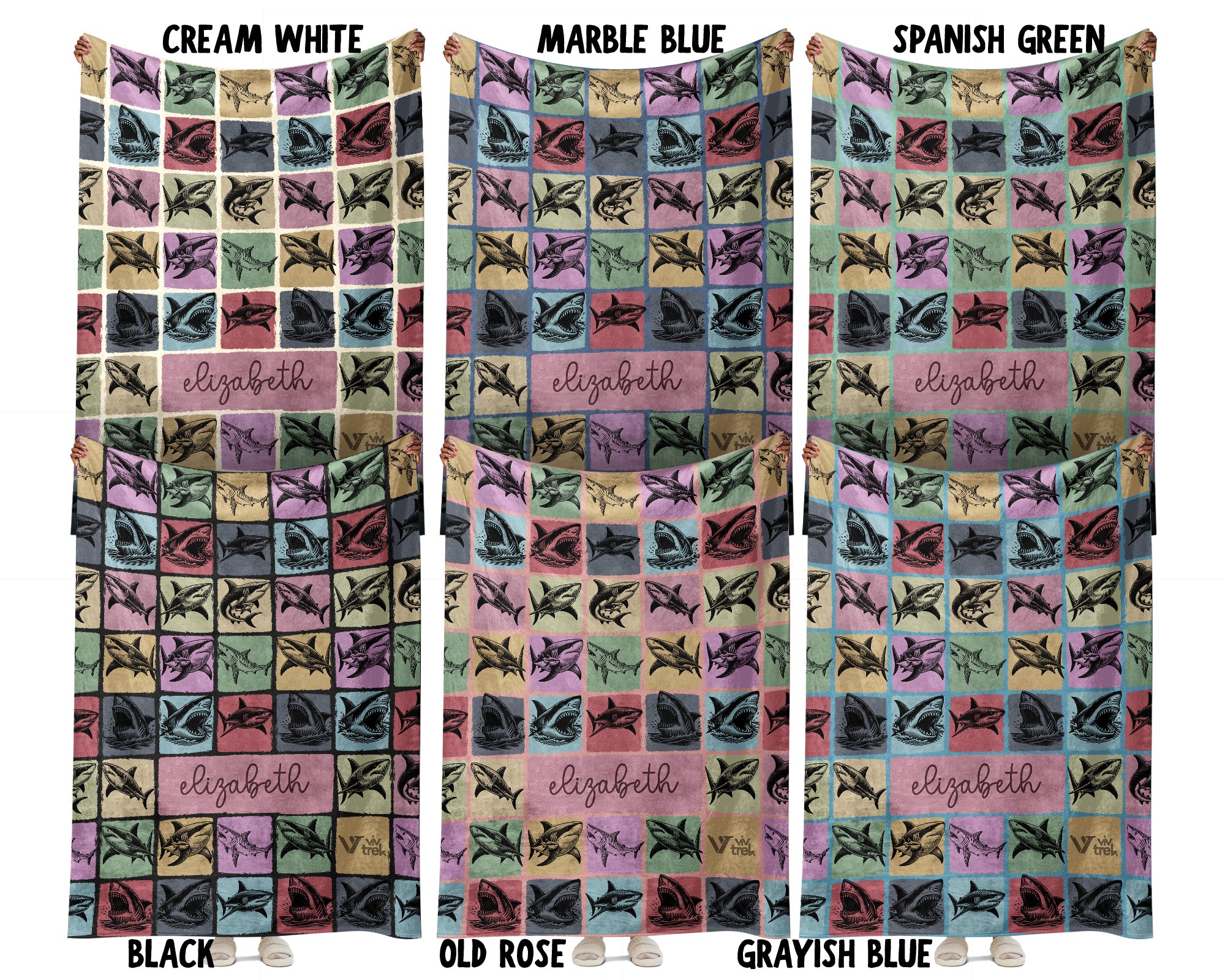 Personalized Shark Blanket – Custom Name Ocean Throw for Shark Lovers