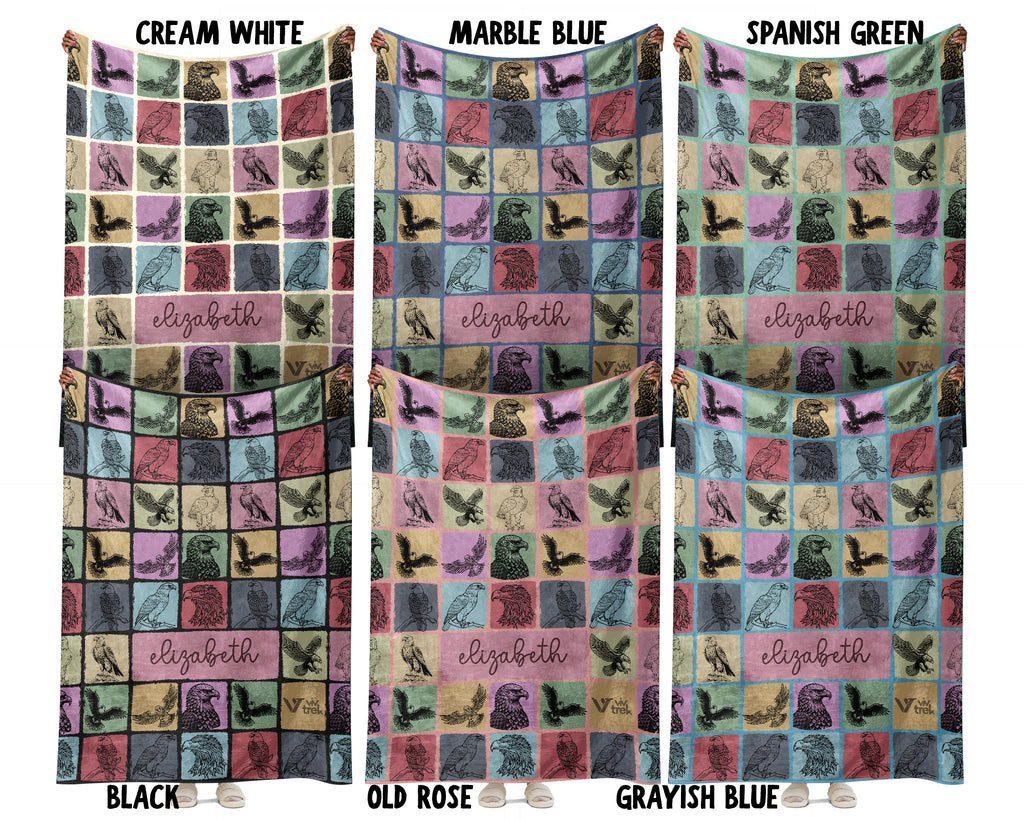 Personalized Name Eagle Blanket – Cozy Vintage Throw for Bird Lovers