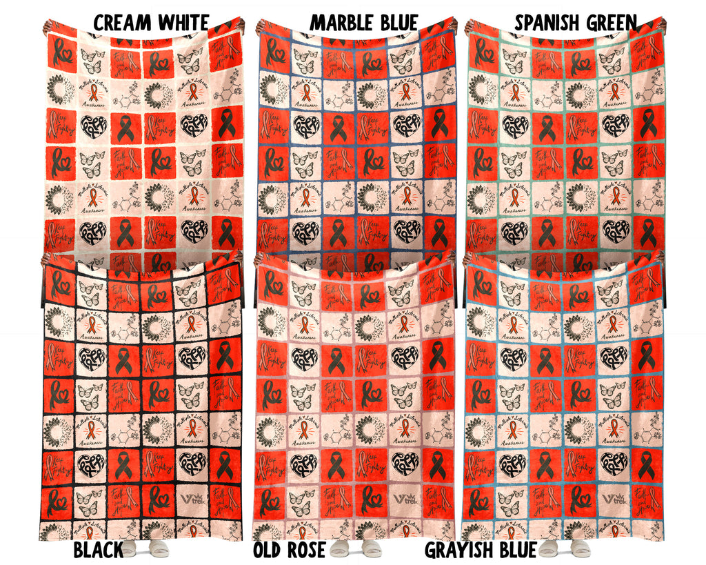 Multiple Sclerosis Blanket, Orange Ribbon Support Throw, March MS Awareness Gift, Cozy Comfort Battle Blanket for Advocacy and Care