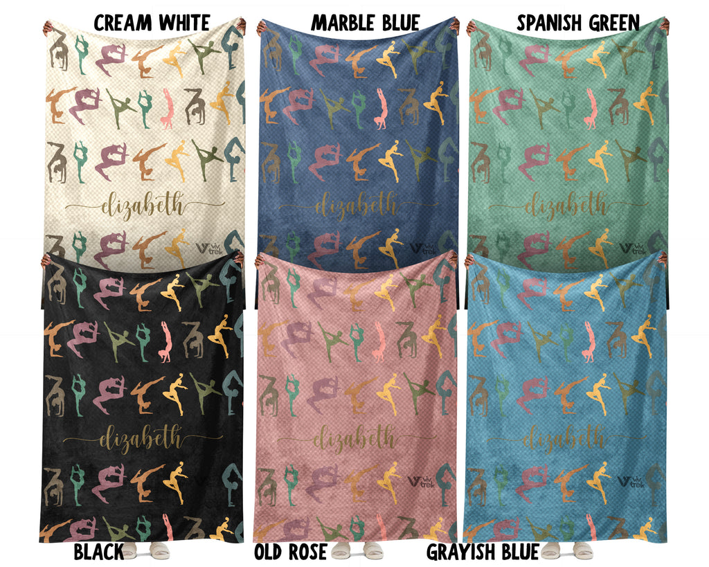 Custom Name Gymnast Blanket Sporty Throw Cozy Personalized Gift Soft Athletic Decor for Gymnastics Fans Home