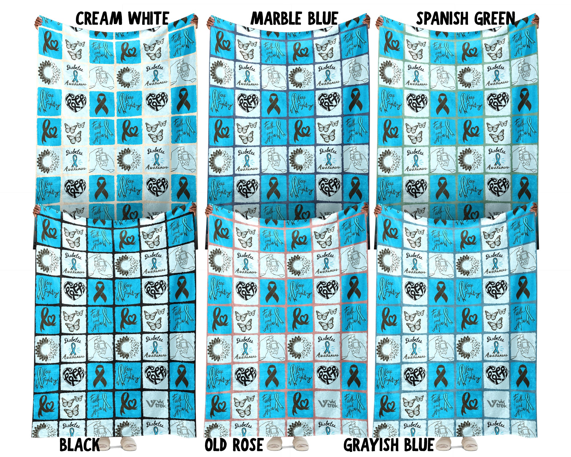 Diabetes Awareness Blanket for November, Cozy Blue Circle Ribbon Throw for Patients, Caregivers & Family, Battle Blankets Meaningful Support Gift