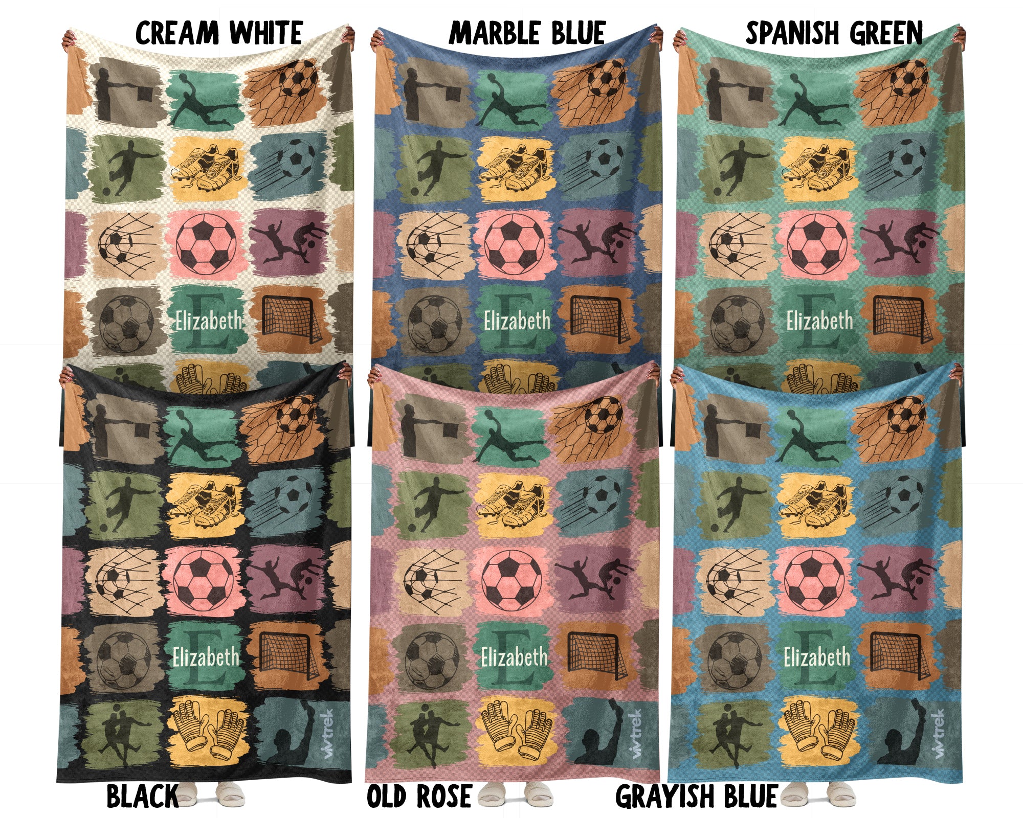 Custom Soccer Blanket, Retro Personalized Name Soccer Throw for Boys and Girls, Unique Soccer Lover Gift, Cozy Sports Blanket
