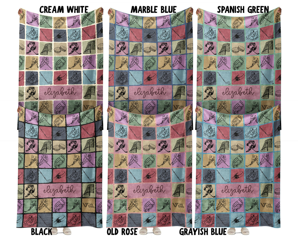 Personalized Ice Hockey Blanket Cozy Custom Name Throw Soft Sports Decor Unique Hockey Lover Gift for Fans and Players