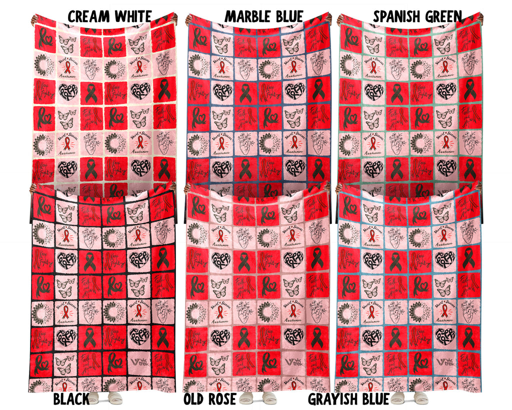 Heart Disease Awareness Blanket, Red Ribbon Support Throw, Heart Health Gift, Cozy Cardiology Awareness Comfort Blanket