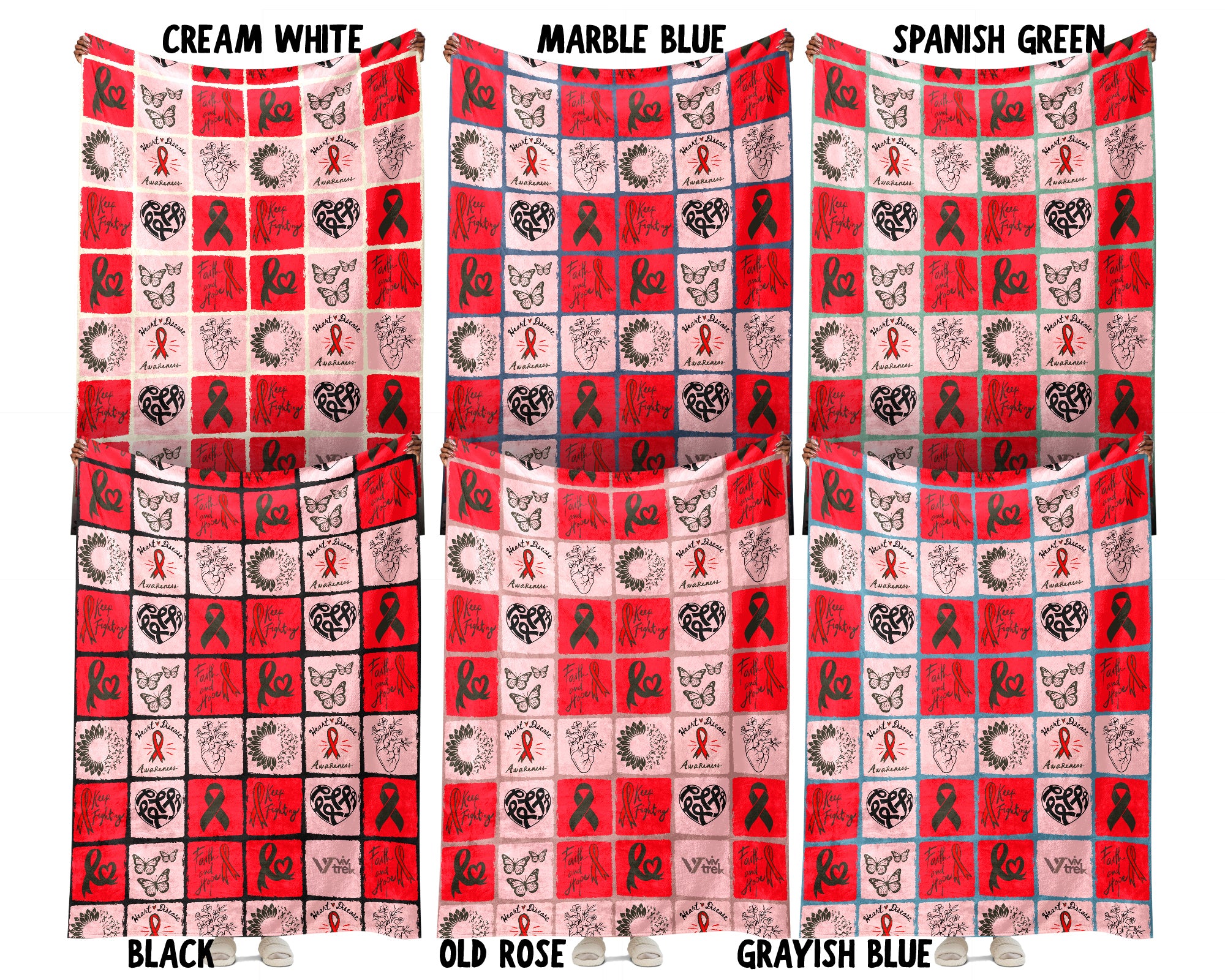 Heart Disease Awareness Blanket, Red Ribbon Support Throw, Heart Health Gift, Cozy Cardiology Awareness Comfort Blanket