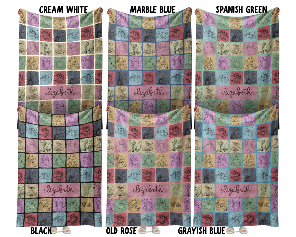 Personalized Pottery Lover Blanket – Custom Name Ceramic Art Cozy Throw