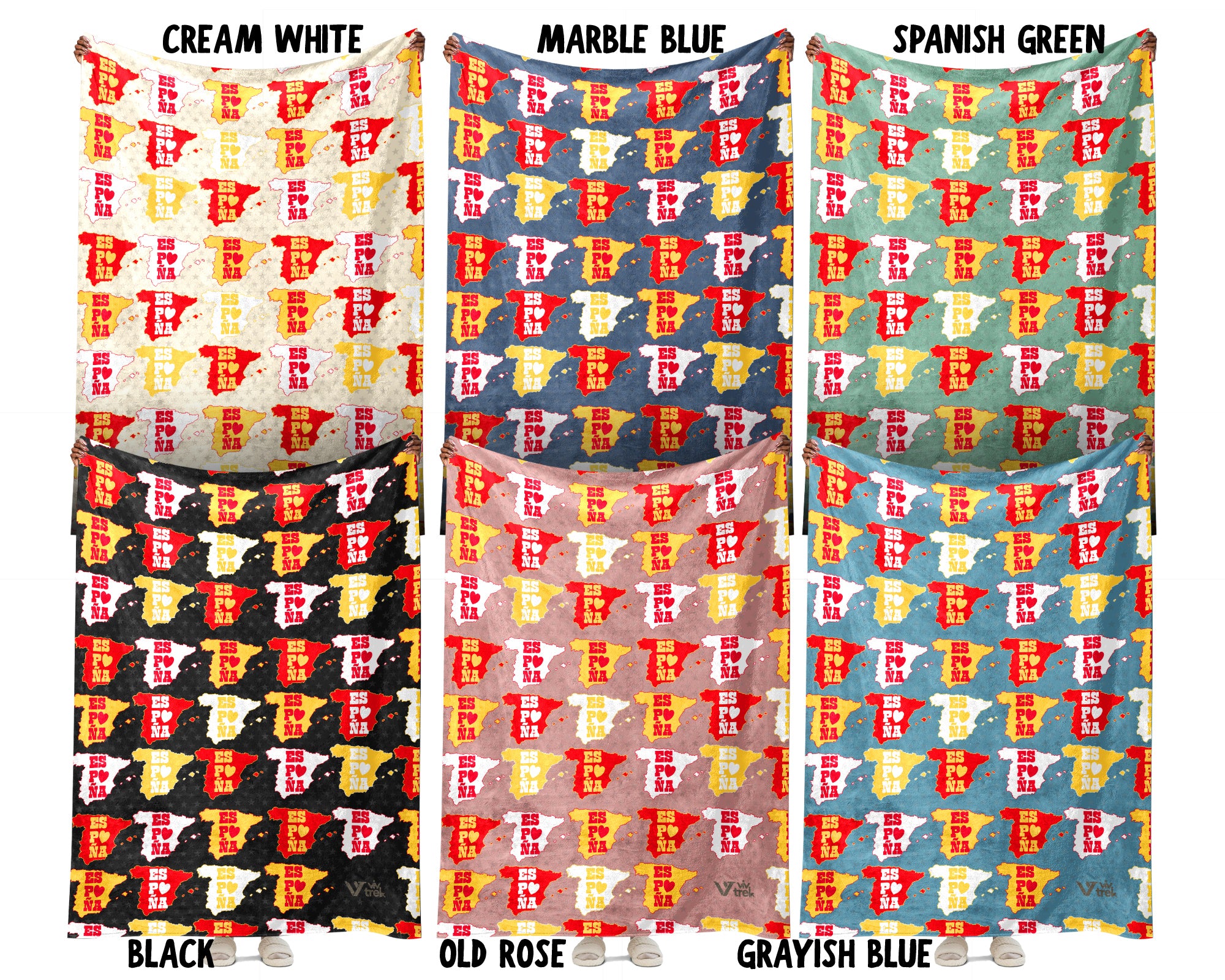 Retro Spain Blanket Throw with España Flag Design, Cozy Barcelona Madrid Inspired Decor, Europe Travel Lover Gift Blanket
