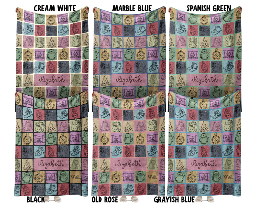 Personalized Camping Blanket, Custom Outdoor Adventure Throw, Cozy Campfire Gift for Hikers and Nature Lovers