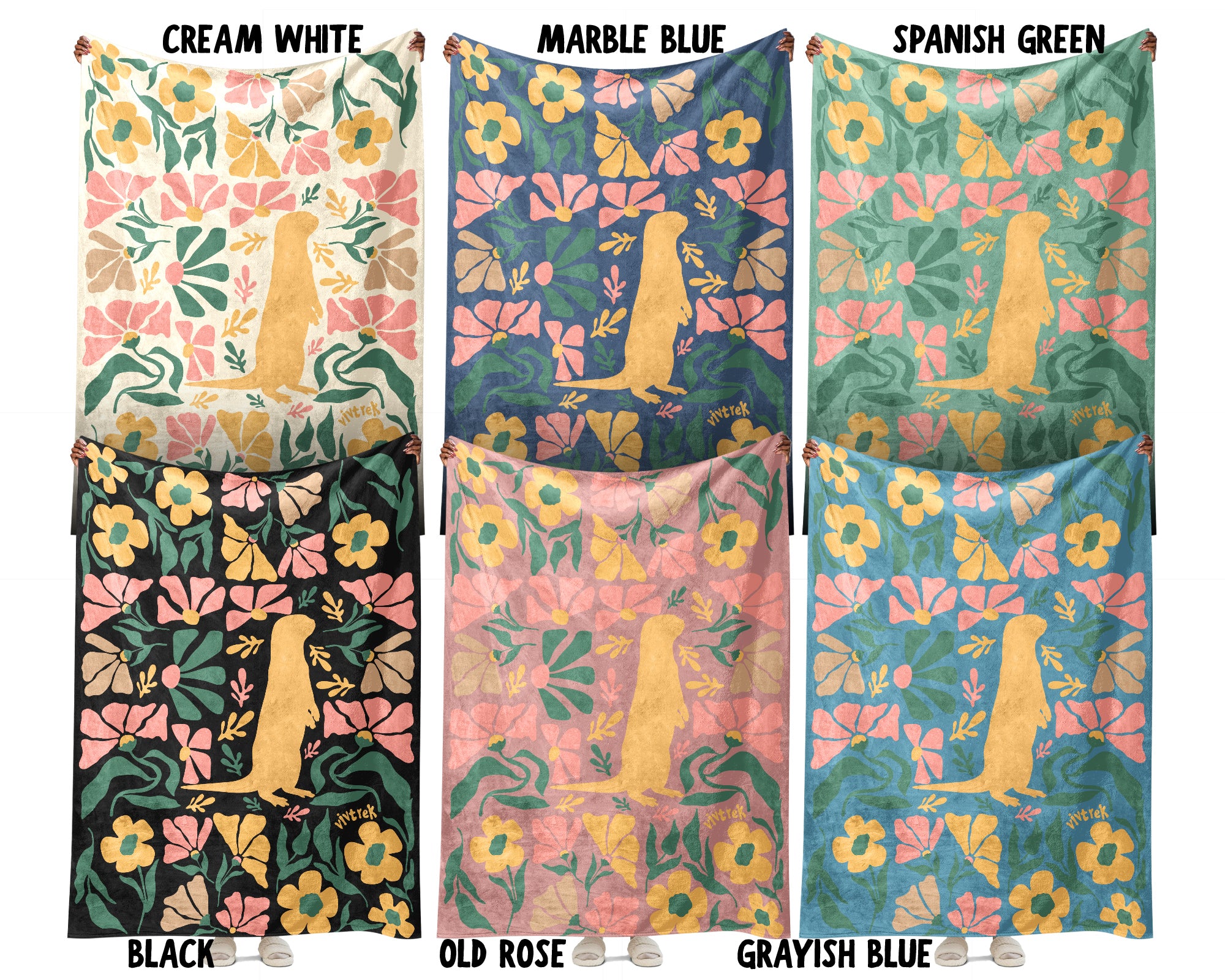 Floral Otter Blanket – Cute Wildflower Cozy Throw Gift