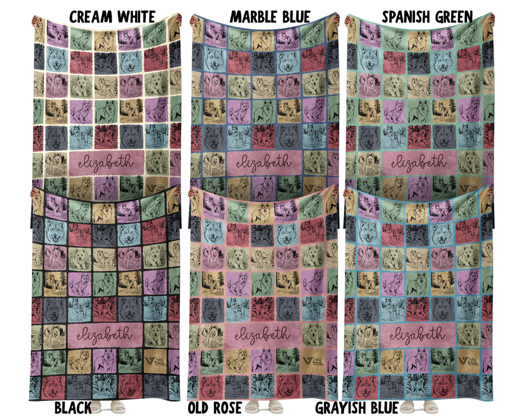 Personalized Name Husky Blanket – Cozy Vintage Throw for Dog Lovers