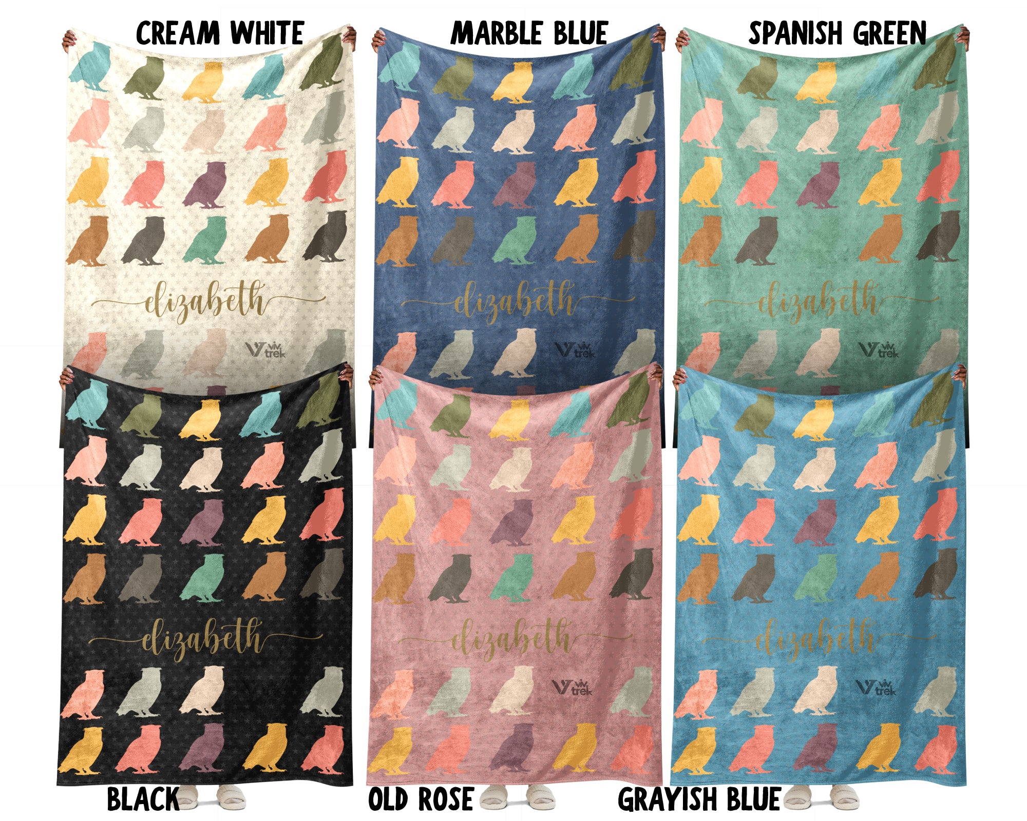 Personalized Name Owl Lover Blanket Custom Retro Bird Throw Cozy Forest Wildlife Fleece Gift Rustic Animal Home Decor Accent Piece