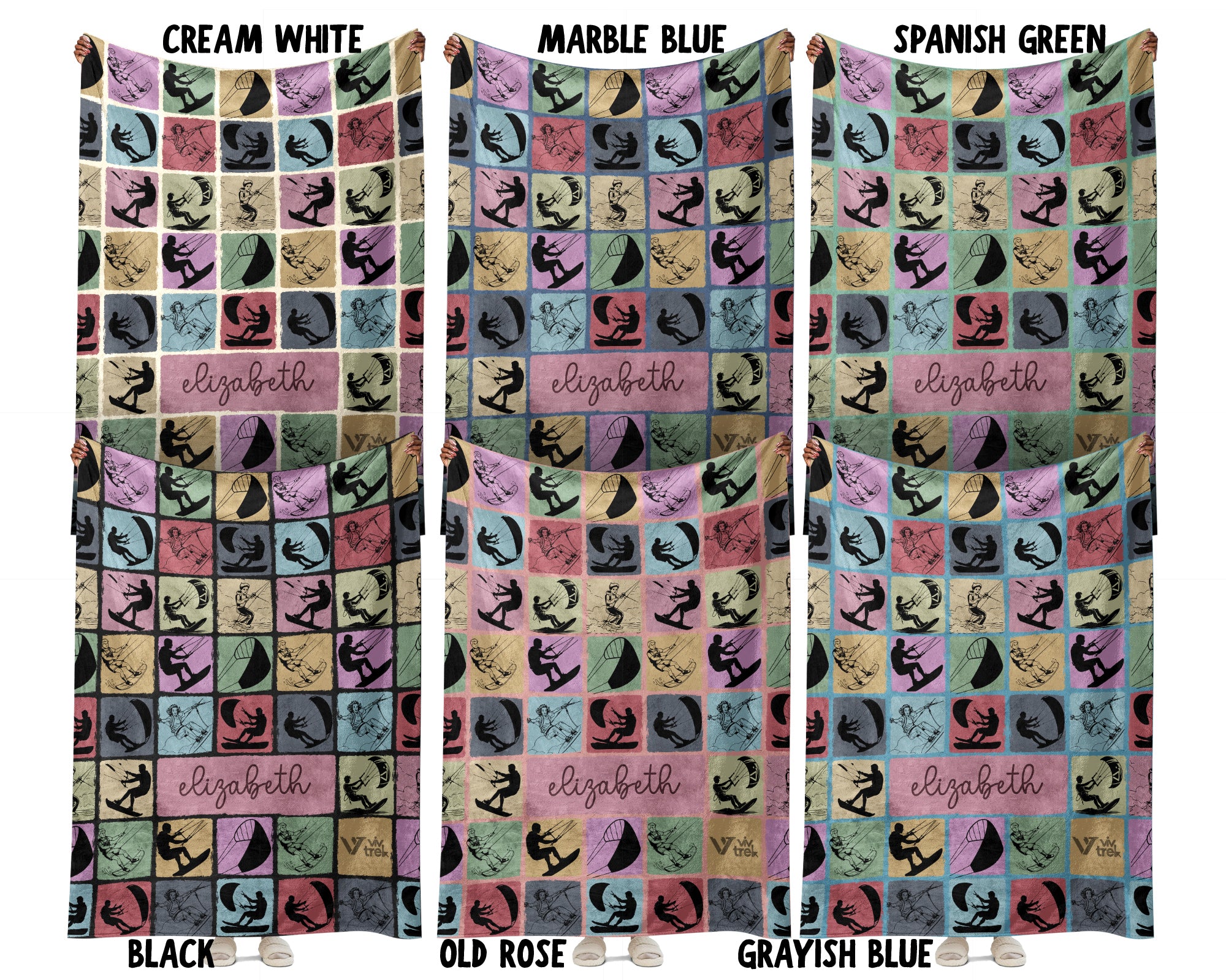 Personalized Kite Surfing Blanket Custom Name Throw Cozy Water Sport Decor Unique Kiteboarding Gift Beach Home Accent