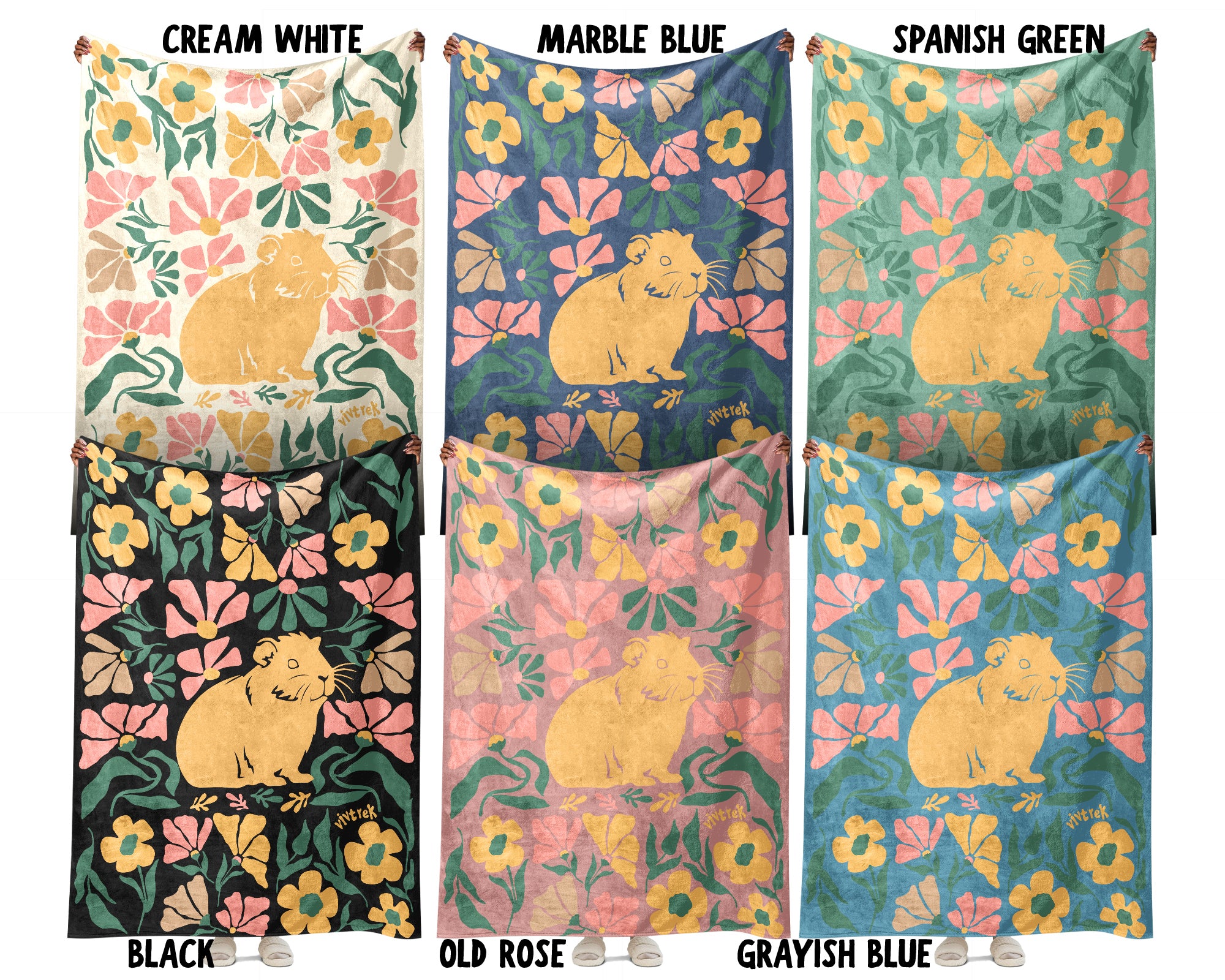Guinea Pig Floral Blanket – Cozy Wildflower Pet Lover Throw