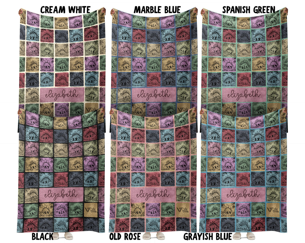 Custom Stegosaurus Blanket Personalized Name Retro Dino Throw Cozy Prehistoric Animal Decor Unique Paleontology Gift