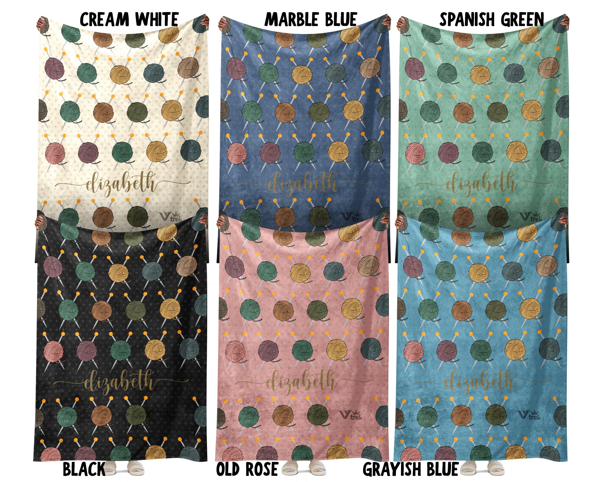 Personalized Name Crochet Yarn Blanket, Retro Knitting Inspired Throw for Needlework Lovers, Cozy Craft Gift Decor