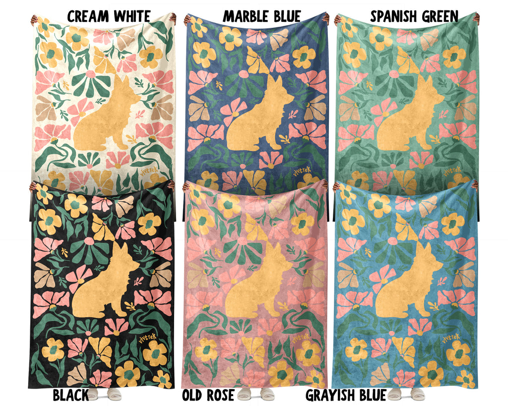 Floral Corgi Blanket – Cozy Cute Dog Lover Throw Gift