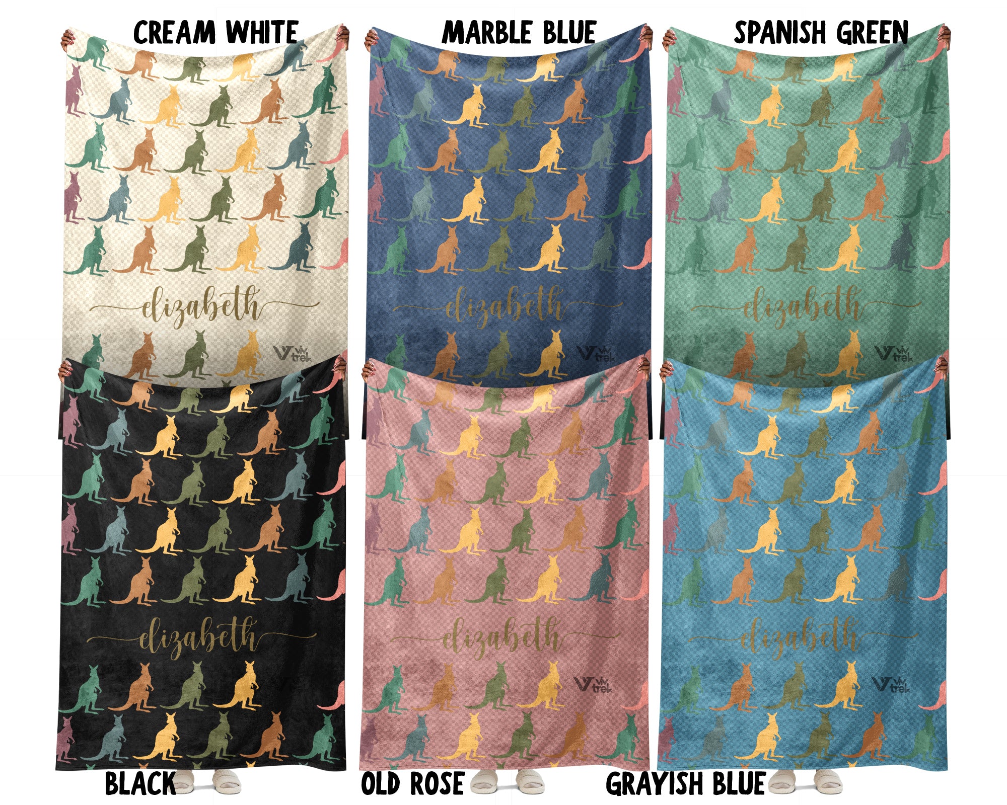 Personalized Kangaroo Blanket Custom Name Wildlife Throw Retro Animal Design Cozy Aussie Gift Unique Nature Home Decor Accent