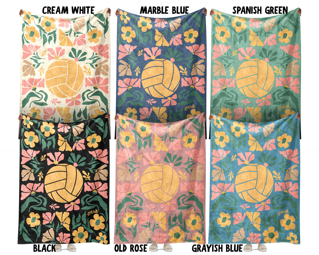Floral Volleyball Blanket – Cozy Throw for Volleyball Lovers