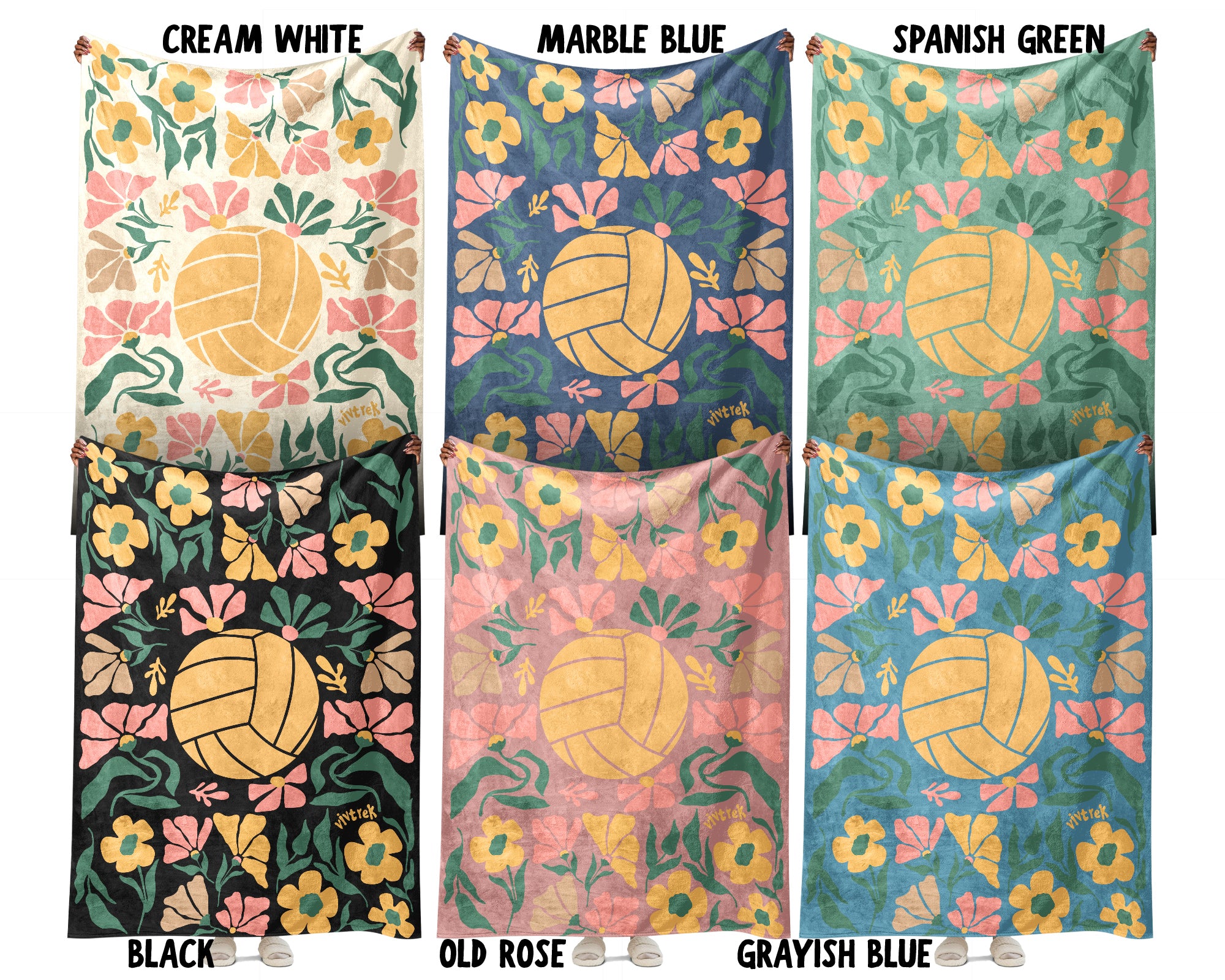 Floral Volleyball Blanket – Cozy Throw for Volleyball Lovers