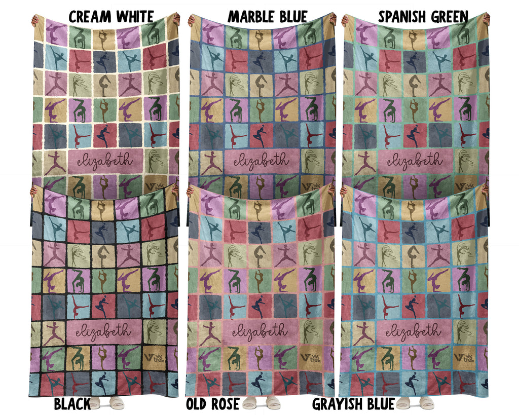 Personalized Gymnastics Blanket Cozy Custom Name Throw Soft Sports Decor Unique Gymnast Gift for Fans and Athletes