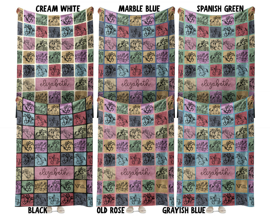 Personalized Horse Racing Blanket Cozy Custom Name Throw Soft Equestrian Decor Unique Racing Fan Gift for Home