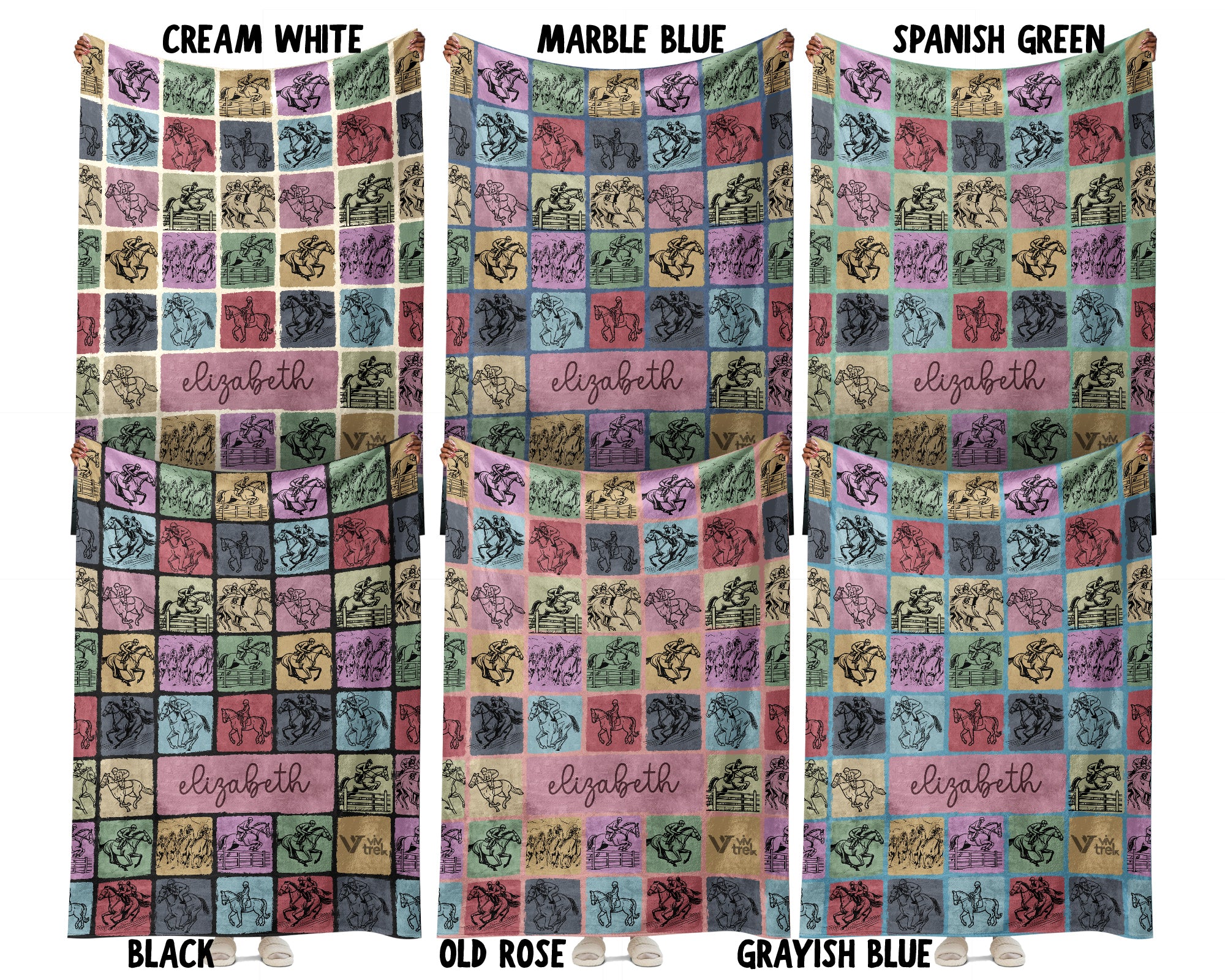 Personalized Horse Racing Blanket Cozy Custom Name Throw Soft Equestrian Decor Unique Racing Fan Gift for Home