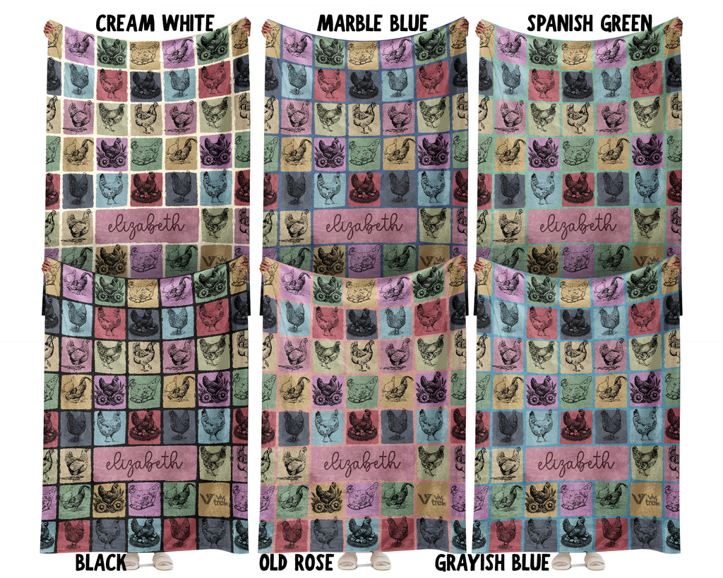 Custom Name Chicken Blanket – Personalized Farm Animal Throw