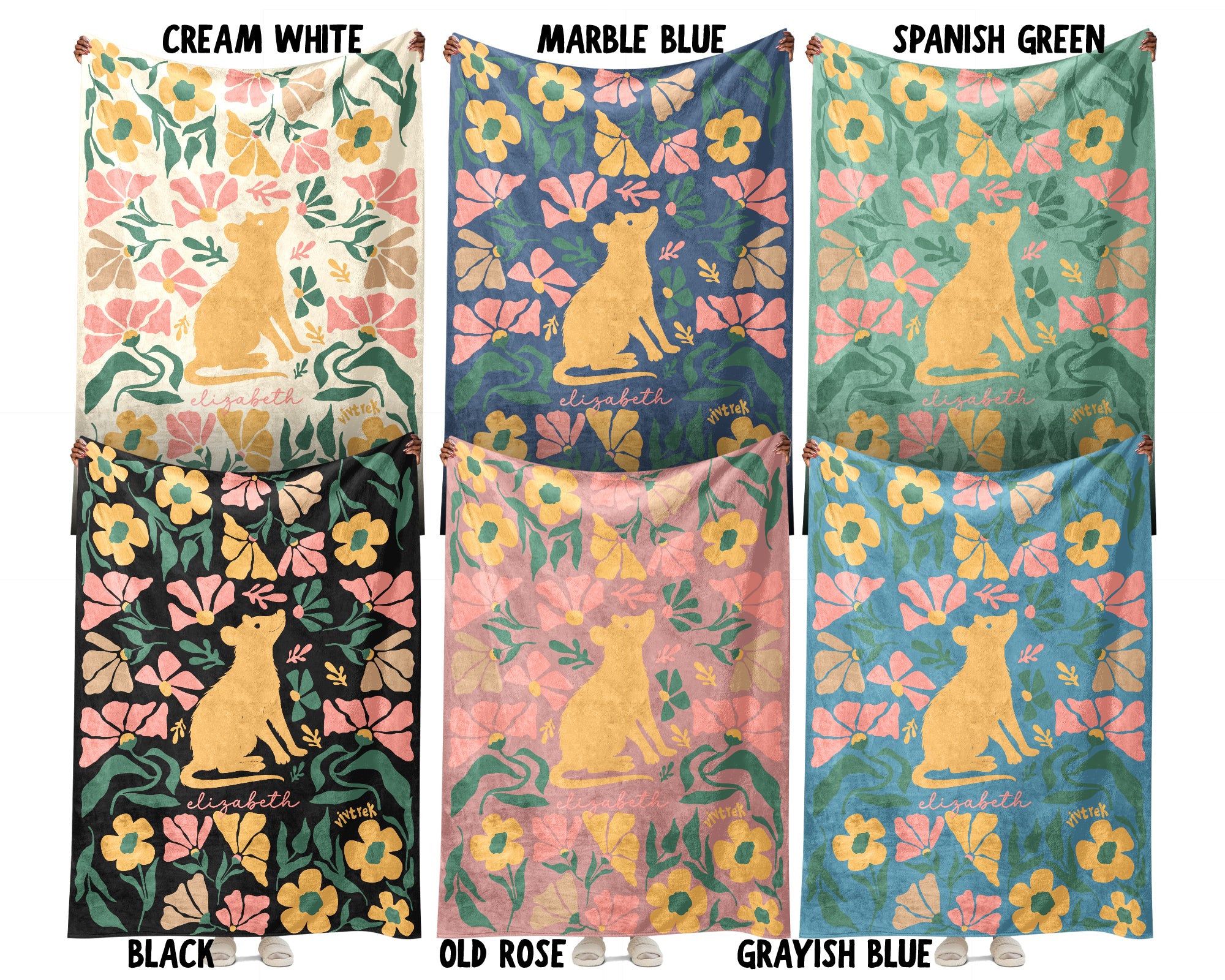 Custom Name Floral Possum Blanket, Personalized Cozy Opossum Throw, Vintage Animal Lover Gift for Teens Adults Kids