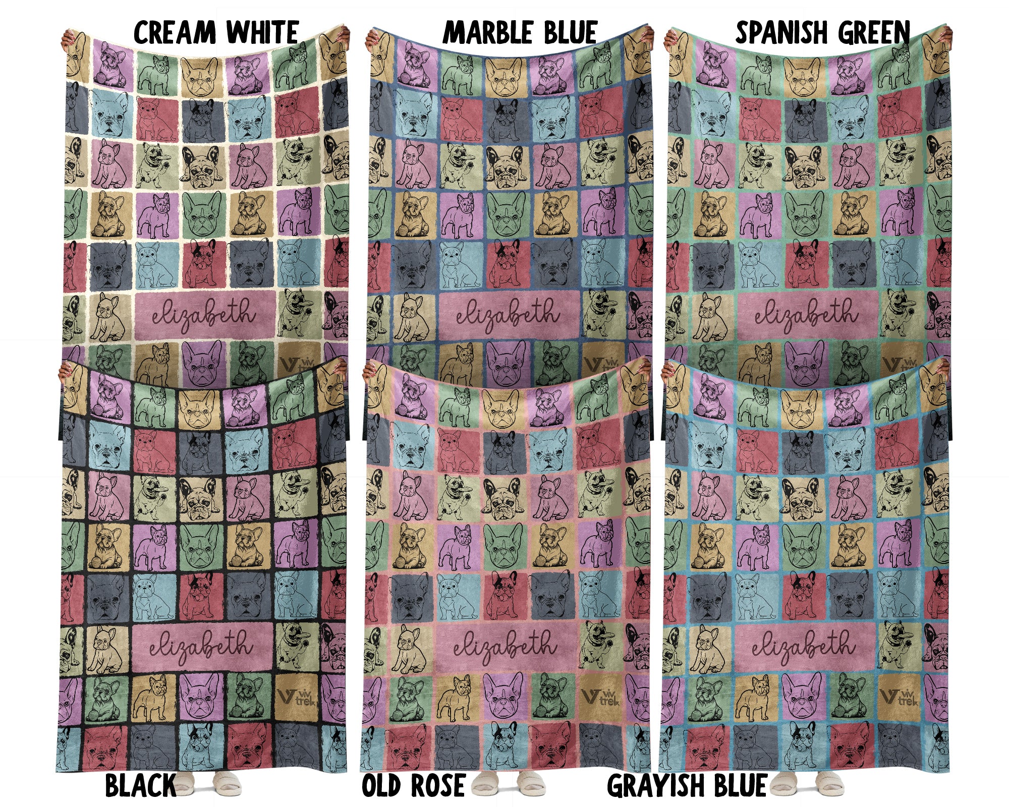 Personalized Name French Bulldog Blanket Custom Cozy Retro Dog Lover Throw Gift