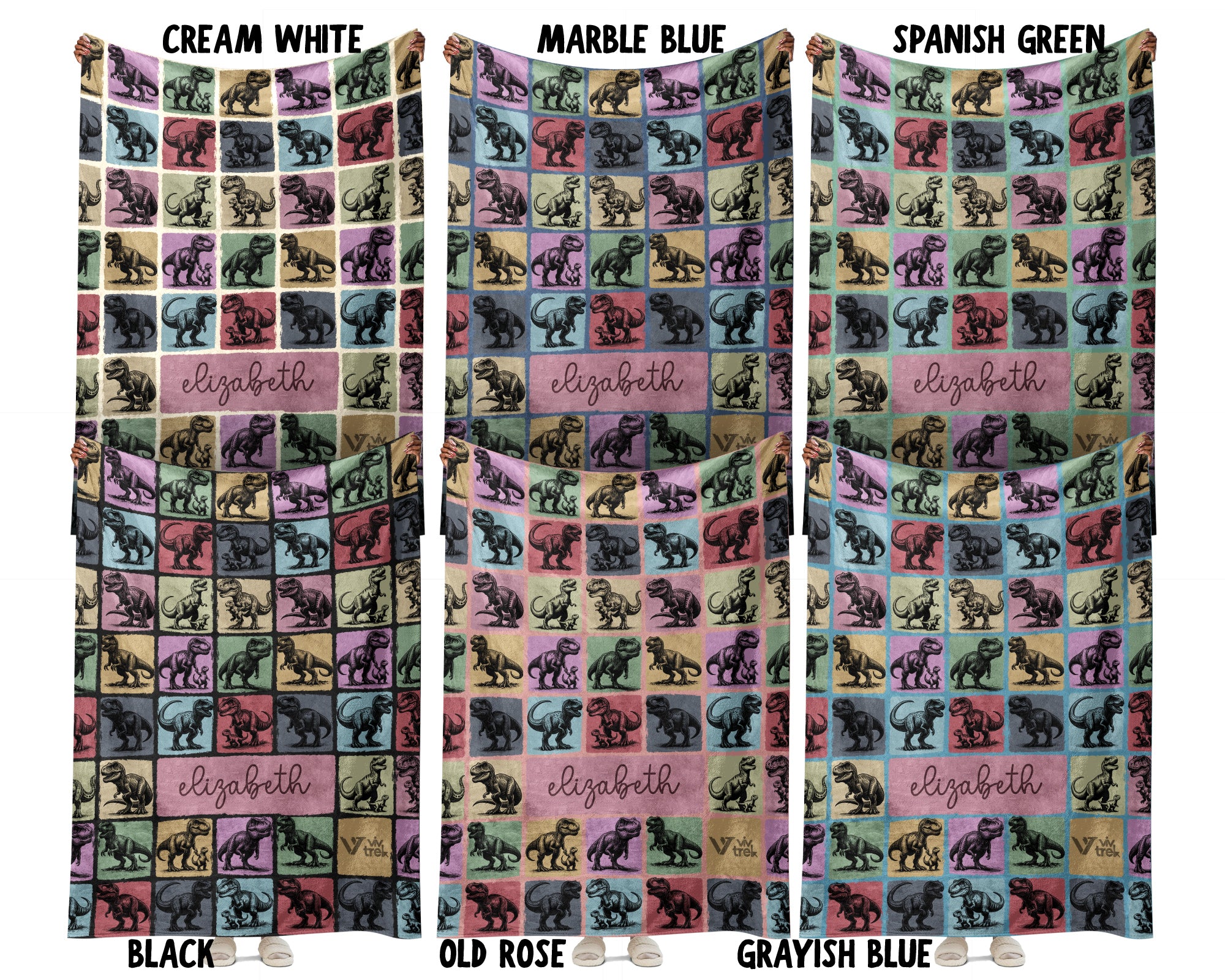 Custom T-Rex Blanket Personalized Name Retro Dino Throw Cozy Tyrannosaurus Decor Unique Prehistoric Gift Fun Room Accent