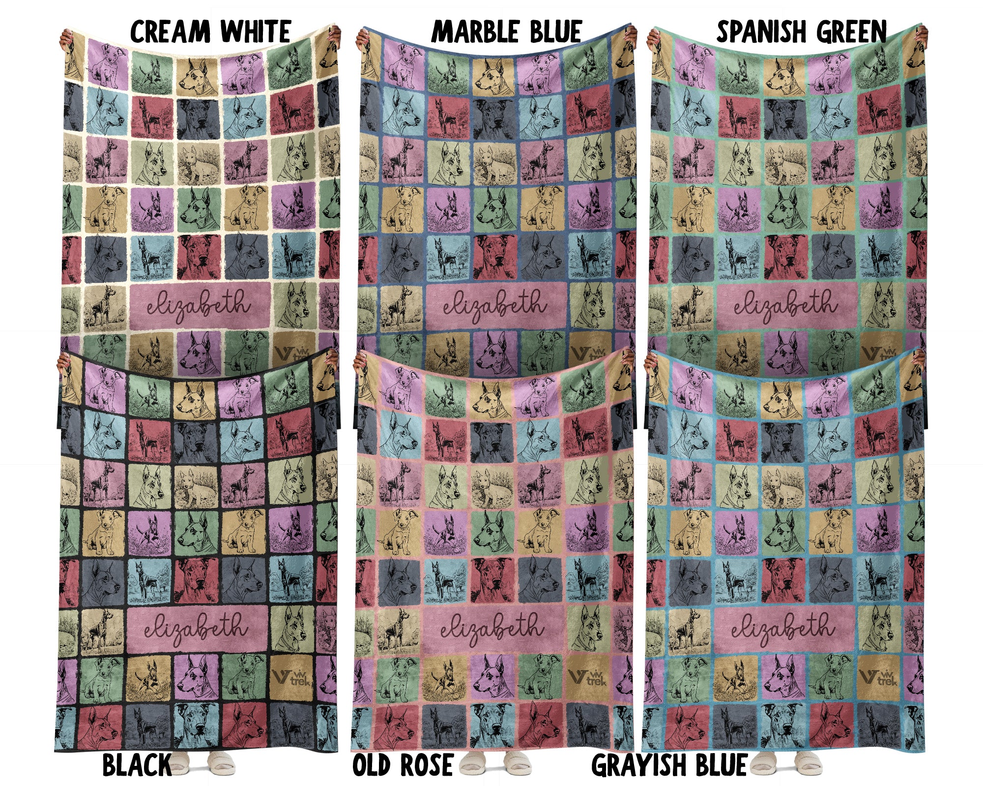 Personalized Name Dobermann Dog Blanket – Cozy Retro Throw for Dog Lovers
