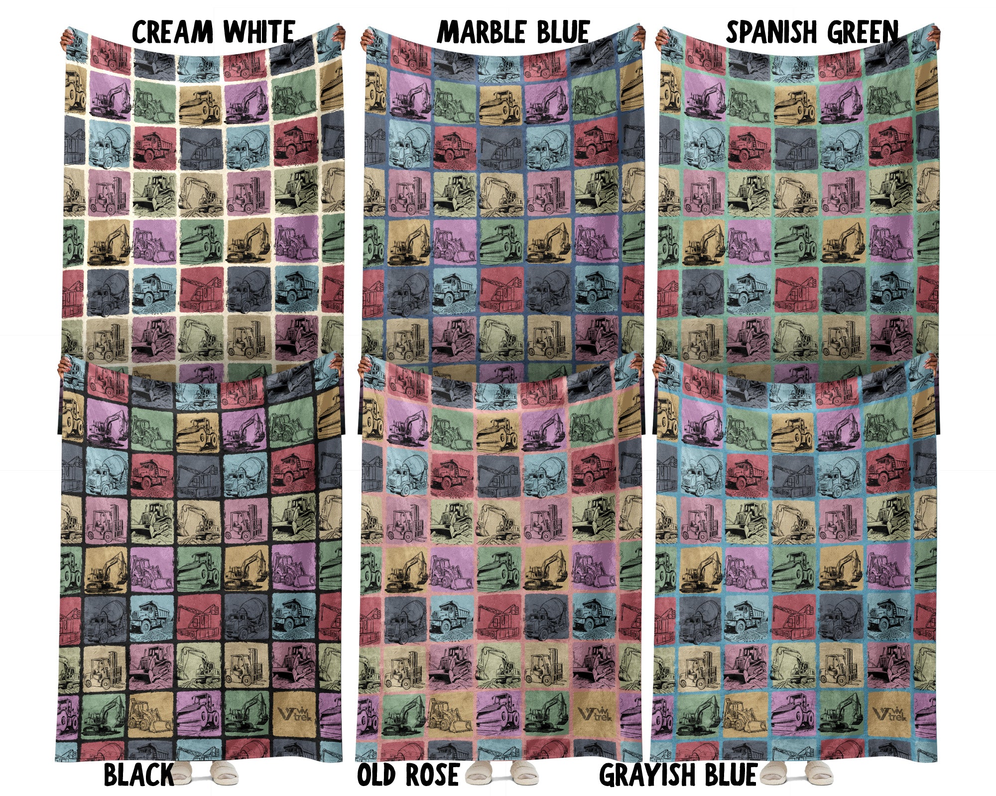 Construction Equipment Blanket, Kids Truck Throw, Bulldozer Crane Loader Cozy Blanket, Heavy Machinery Gift for Boys Girls