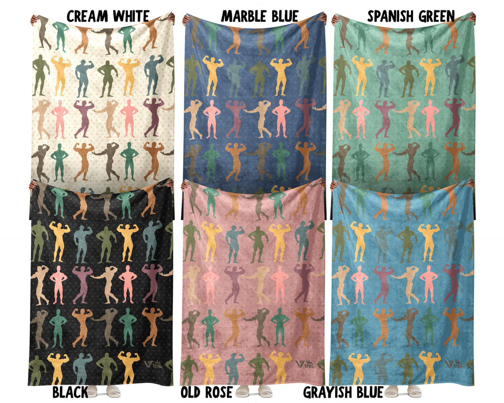Retro Bodybuilding Blanket, Gym Lover Fitness Throw Gift