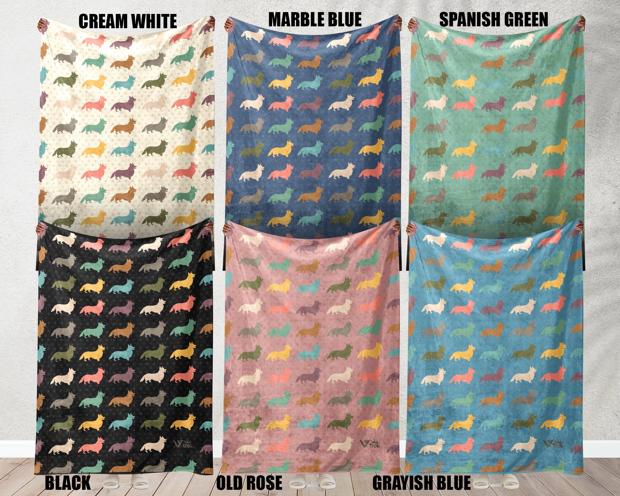 Retro Corgi Dog Blanket, Cozy Fleece Throw Gift for Corgi Lovers & Pet Owners