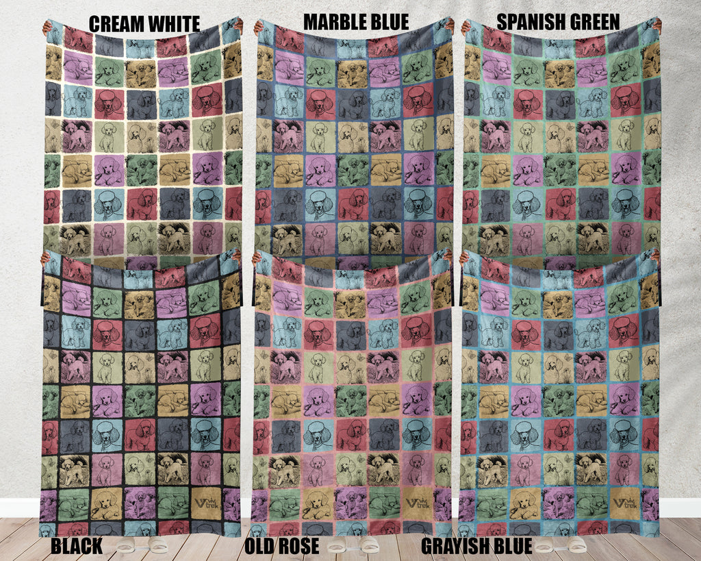 Poodle Dog Blanket, Cozy Vintage Throw, Retro Pet Gift for Dog Lovers Home