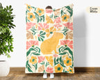 Floral Capybara Blanket – Cozy Wildflower Animal Lover Throw