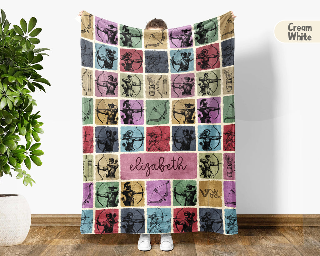 Personalized Archery Blanket, Custom Archer Throw, Cozy Sports Gift Decor, Rustic Bow Lover Blanket for Couch Bed